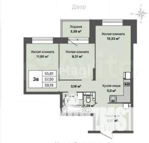 2-к квартира, вторичка, 59м2, 5/8 этаж