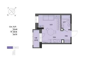 1-к квартира, вторичка, 25м2, 3/17 этаж