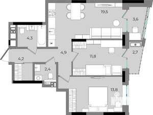 2-к квартира, вторичка, 67м2, 11/16 этаж