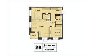 2-к квартира, вторичка, 68м2, 15/17 этаж