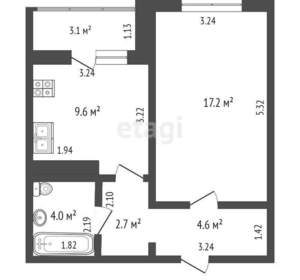 1-к квартира, вторичка, 39м2, 8/17 этаж