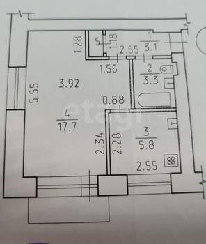 1-к квартира, вторичка, 31м2, 3/6 этаж