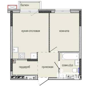 1-к квартира, строящийся дом, 40м2, 4/16 этаж