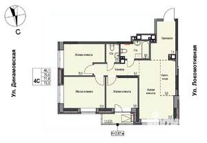 4-к квартира, строящийся дом, 72м2, 6/17 этаж