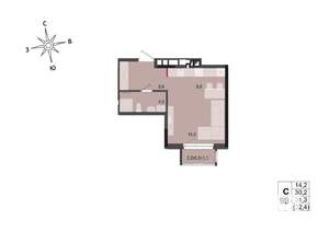 Студия квартира, строящийся дом, 31м2, 15/17 этаж