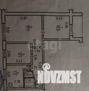 3-к квартира, вторичка, 54м2, 4/9 этаж