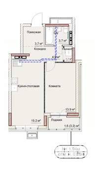 2-к квартира, сданный дом, 50м2, 8/17 этаж