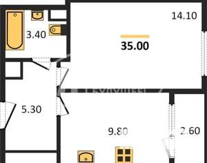 1-к квартира, вторичка, 35м2, 24/25 этаж
