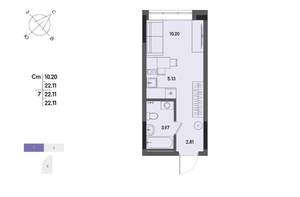 Студия квартира, вторичка, 22м2, 2/17 этаж