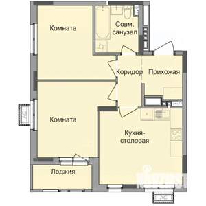 2-к квартира, строящийся дом, 55м2, 12/17 этаж
