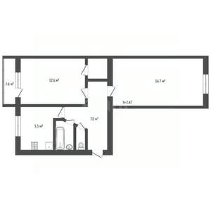 2-к квартира, вторичка, 46м2, 3/5 этаж