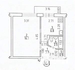 1-к квартира, вторичка, 29м2, 5/9 этаж