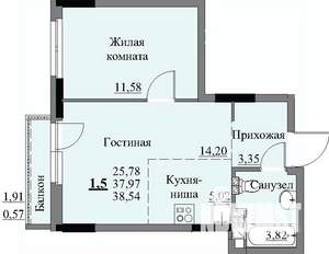 1-к квартира, строящийся дом, 40м2, 4/17 этаж
