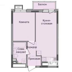 1-к квартира, строящийся дом, 38м2, 5/17 этаж
