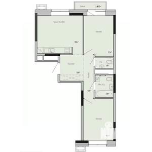 2-к квартира, строящийся дом, 56м2, 2/17 этаж