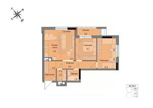 3-к квартира, вторичка, 59м2, 2/17 этаж