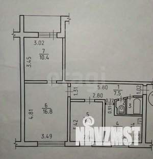 3-к квартира, вторичка, 54м2, 2/9 этаж
