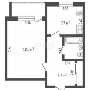 1-к квартира, вторичка, 37м2, 8/10 этаж