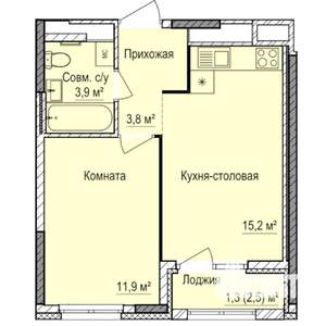 1-к квартира, строящийся дом, 36м2, 9/17 этаж