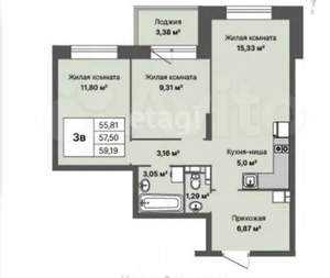 2-к квартира, вторичка, 59м2, 5/8 этаж