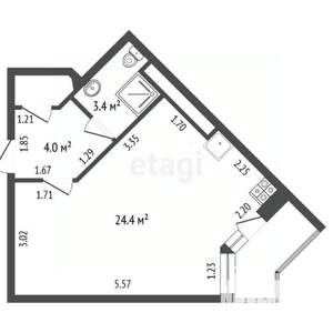 Студия квартира, вторичка, 33м2, 16/17 этаж