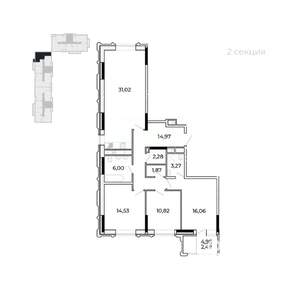 3-к квартира, строящийся дом, 106м2, 10/17 этаж