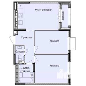 2-к квартира, строящийся дом, 56м2, 14/17 этаж