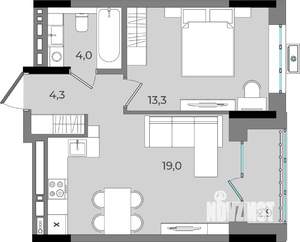 1-к квартира, вторичка, 44м2, 14/16 этаж