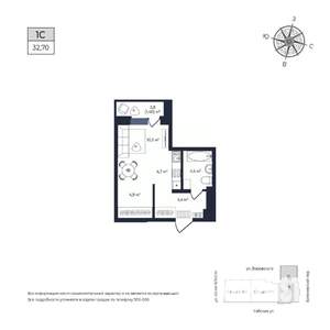 Студия квартира, строящийся дом, 33м2, 13/17 этаж