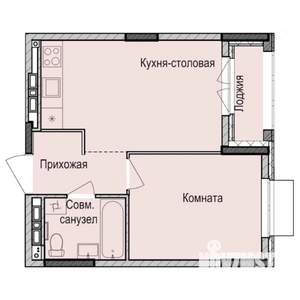 1-к квартира, строящийся дом, 35м2, 7/17 этаж