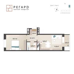 2-к квартира, вторичка, 42м2, 6/17 этаж