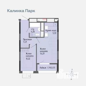 1-к квартира, вторичка, 43м2, 4/17 этаж