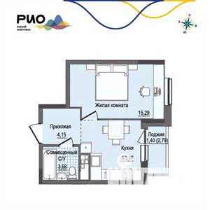 1-к квартира, вторичка, 35м2, 3/17 этаж