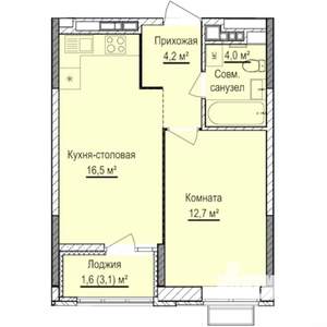 1-к квартира, строящийся дом, 39м2, 4/17 этаж