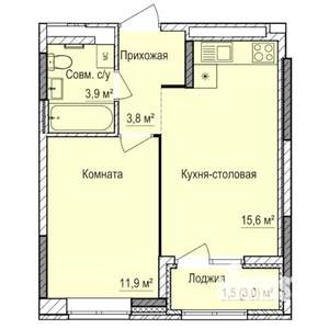 1-к квартира, строящийся дом, 37м2, 17/17 этаж