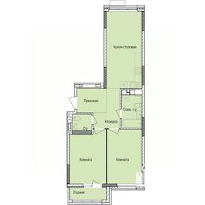 2-к квартира, строящийся дом, 66м2, 2/17 этаж