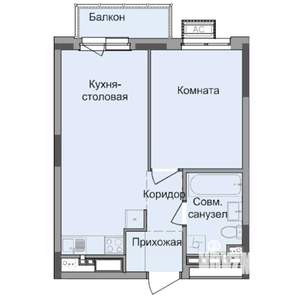 1-к квартира, строящийся дом, 38м2, 16/17 этаж