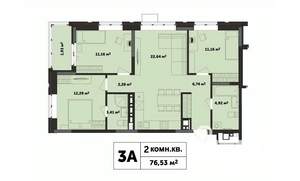 3-к квартира, строящийся дом, 77м2, 2/17 этаж