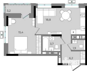 1-к квартира, вторичка, 49м2, 10/16 этаж
