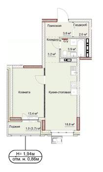 1-к квартира, сданный дом, 47м2, 3/17 этаж
